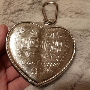 Coach poppy silver coin pouch keychain